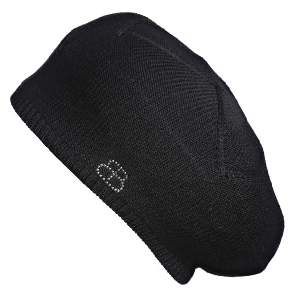 BLACK "ROSE" BERET IN FINE MESH