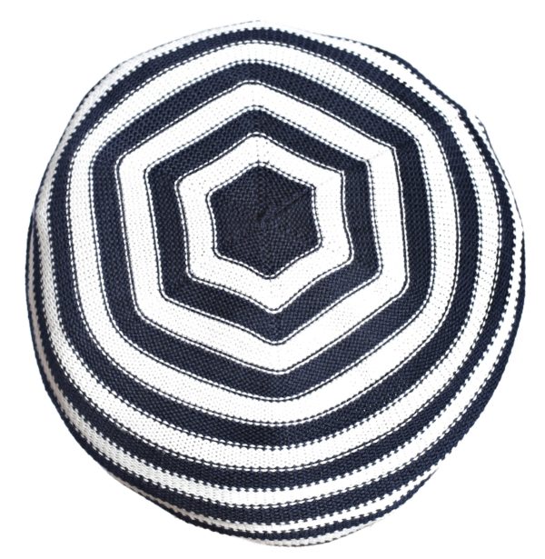 RIVIÉRA" NAVY BLUE & WHITE FINE KNIT BERET - Image 3