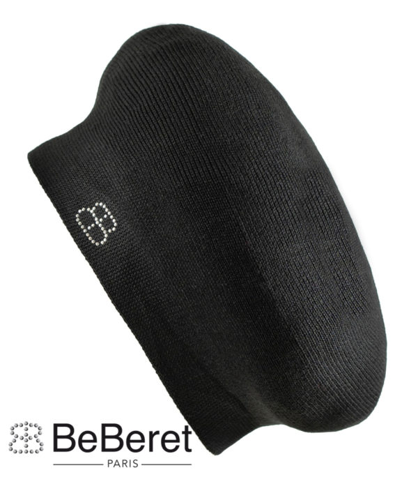 BLACK "SHANEL" BERET WITH SMOOTH MESH