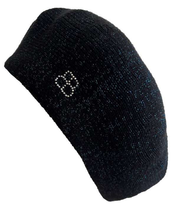 KANGOOLE" BASQUE BERET BLACK & BLUE LUREX