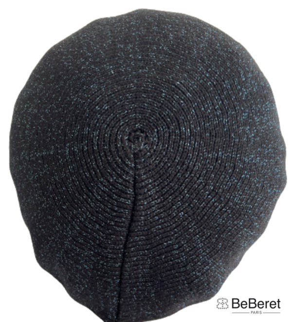 KANGOOLE" BASQUE BERET BLACK & BLUE LUREX - Image 2