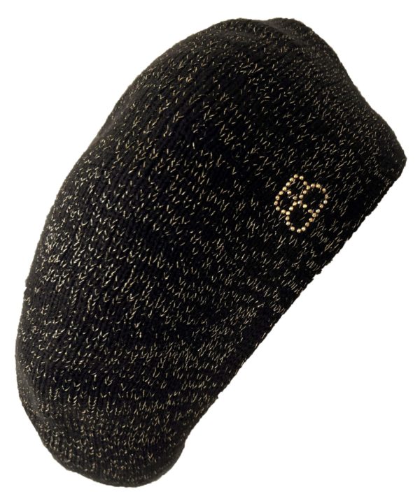 KANGOOLE" BASQUE BERET BLACK & GOLD LUREX