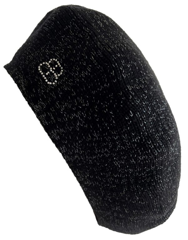 KANGOOLE" BASQUE BERET BLACK & SILVER LUREX