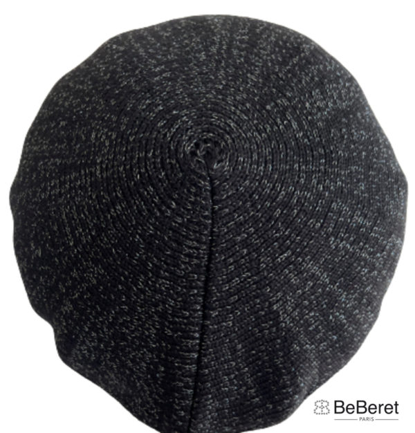 KANGOOLE" BASQUE BERET BLACK & SILVER LUREX - Image 2