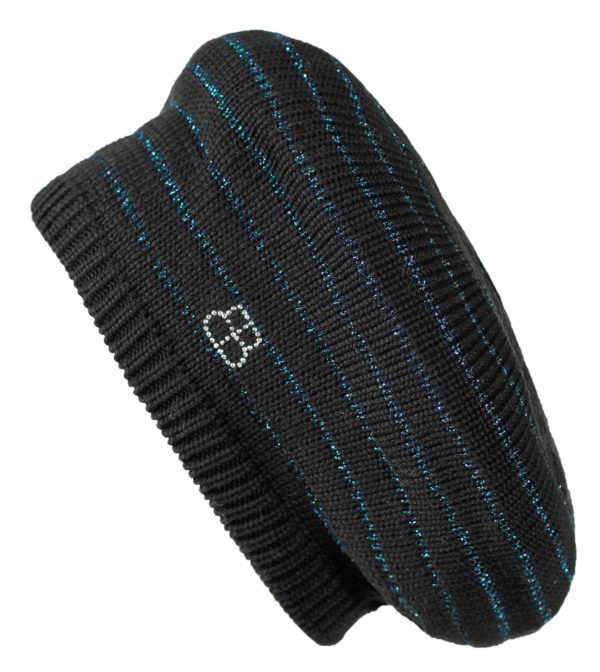 GALAXIE" BERET BLACK & BLUE LUREX