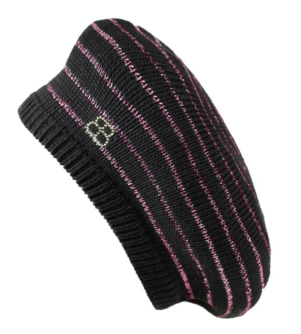 GALAXIE" BLACK & PINK LUREX BERET