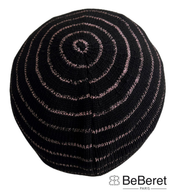 GALAXIE" BLACK & PINK LUREX BERET - Image 2