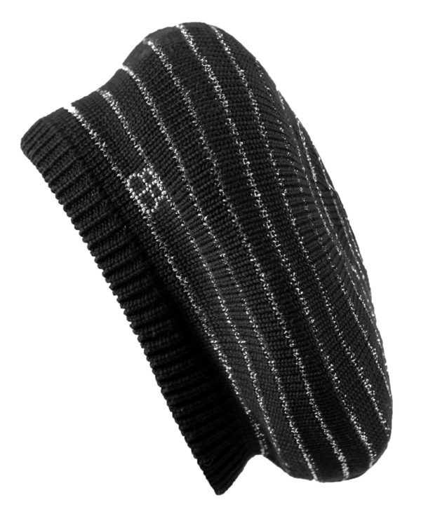 GALAXIE" BERET BLACK & SILVER LUREX