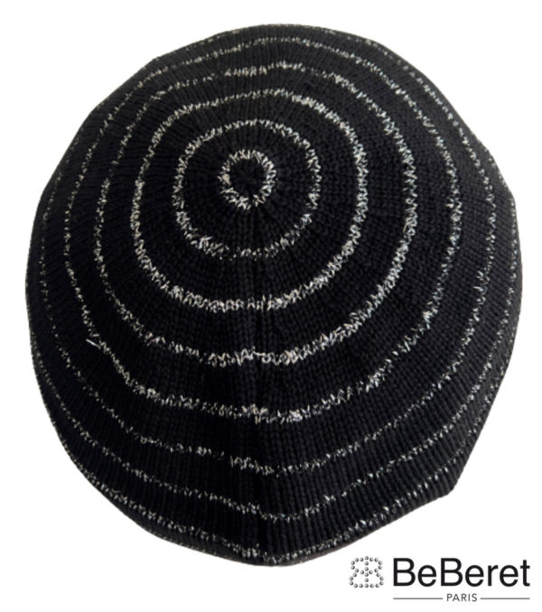 GALAXIE" BERET BLACK & SILVER LUREX - Image 2