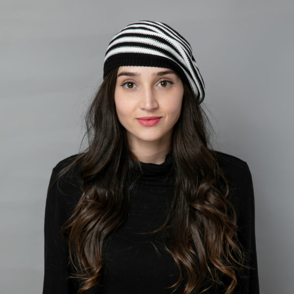 RIVIÉRA" BLACK & WHITE FINE KNIT BERET