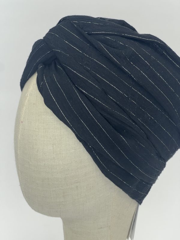 Turban "TAL" - BLACK & LUREX SILVER